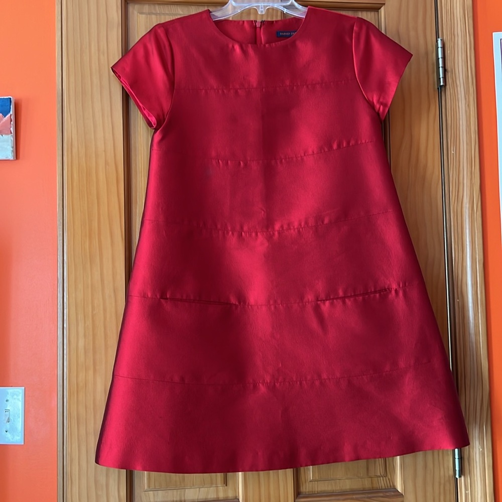 Harvey Faircloth GORGEOUS red silk/wool blend dress shortsleeves
